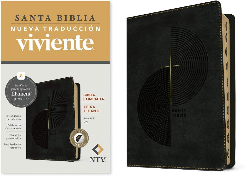 Biblia compacta NTV, letra gigante con Filament (SentiPiel, Gris, Índice, Letra Roja) (Spanish Edition) by Tyndale | barcode:9781496489685 | source:'9781496489685.jpg