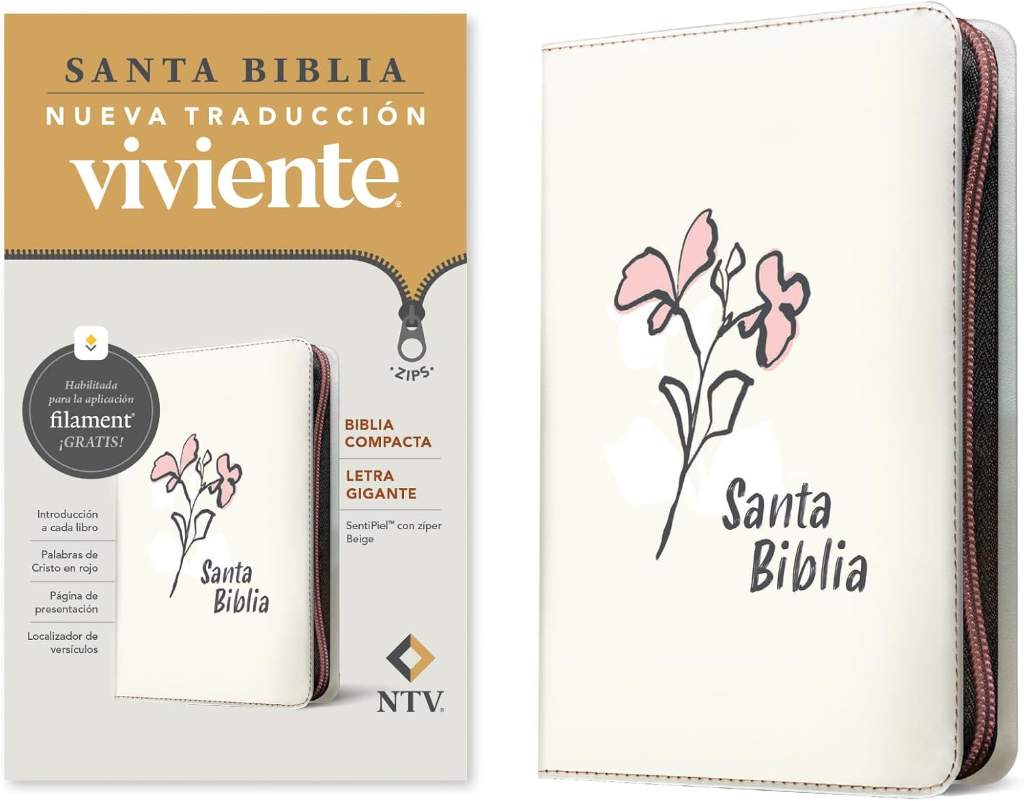 Biblia compacta NTV, letra gigante de zíper con Filament (SentiPiel, Beige, Letra Roja) (Spanish Edition) by Tyndale | barcode:9781496489692 | source:'9781496489692.jpg