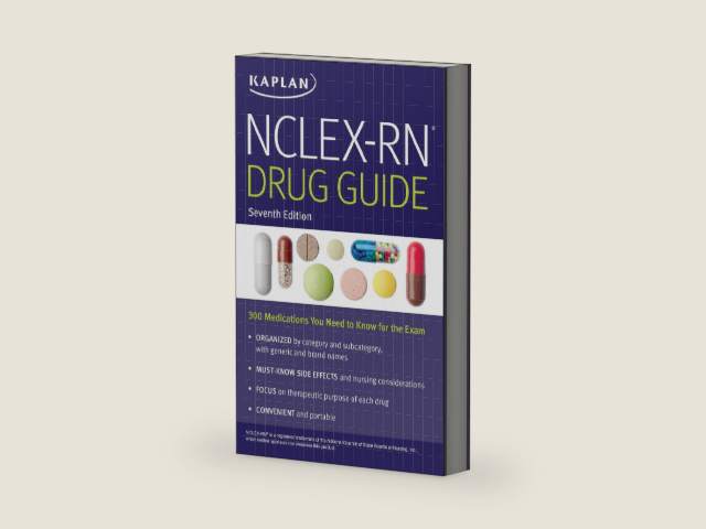 NCLEX-RN Drug Guide: 300 Medications You Need to Know for the Exam (Kaplan Test Prep) by Kaplan Nursing | barcode:9781506223476 | source:'9781506223476-right-three-quarter.jpg