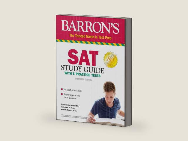 SAT Study Guide with 5 Practice Tests (Barron's Test Prep) by Sharon Weiner Green M.A. | barcode:9781506258027 | source:'9781506258027-right-three-quarter.jpg