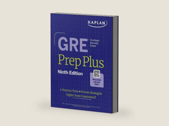 GRE Prep Plus, Ninth Edition (2026): Includes 6 Practice Tests, 1500+ Practice Questions + Online Access to a 500+ Question Bank, Video Tutorials, and Live Class Sessions (Kaplan Test Prep) by Kaplan Test Prep | barcode:9781506293899 | source:'9781506293899-right-three-quarter.jpg