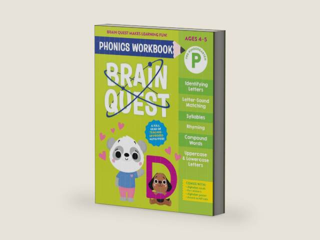 Brain Quest Phonics Workbook: Pre-Kindergarten (Volume 1) by Workman Publishing | barcode:9781523527830 | source:'9781523527830-right-three-quarter.jpg