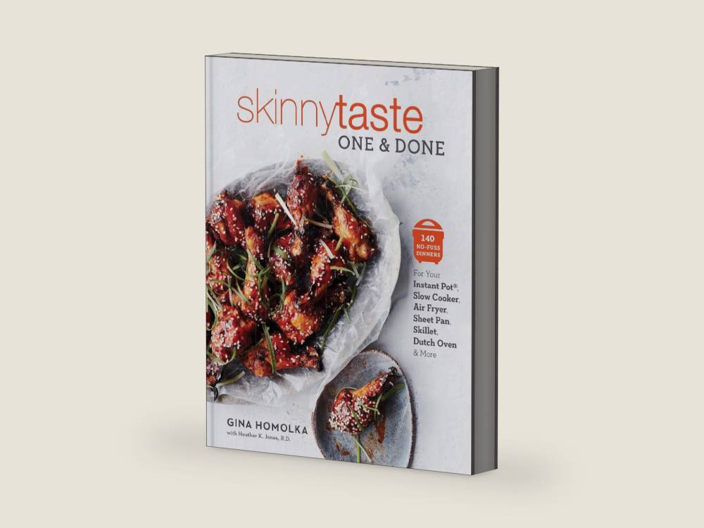 Skinnytaste One and Done: 140 No-Fuss Dinners for Your Instant Pot®, Slow Cooker, Air Fryer, Sheet Pan, Skillet, Dutch Oven, and More: A Cookbook by Gina Homolka | barcode:9781524762155 | source:'9781524762155-right-three-quarter.jpg