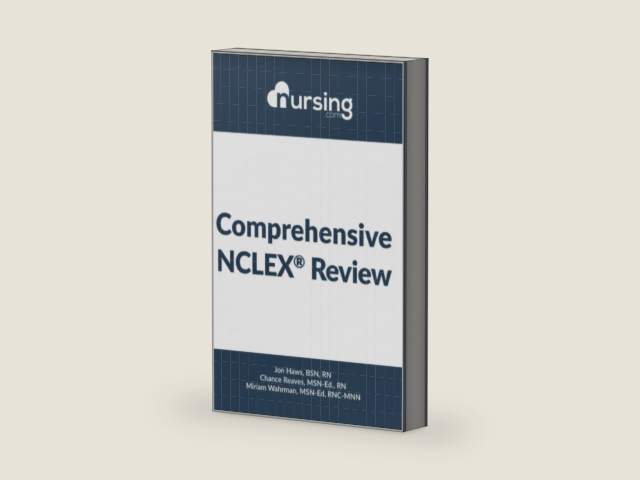 NURSING.com Comprehensive NCLEX Book [458 Pages] (2020, review for nursing students, full-color, content + practice questions + answers + cheat sheets) by Jon Haws | barcode:9781543993264 | source:'9781543993264-right-three-quarter.jpg