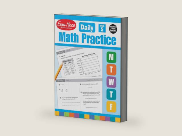 Evan-Moor Daily Math Practice, Grade 5 by Evan-Moor Educational Publishers | barcode:9781557997456 | source:'9781557997456-right-three-quarter.jpg
