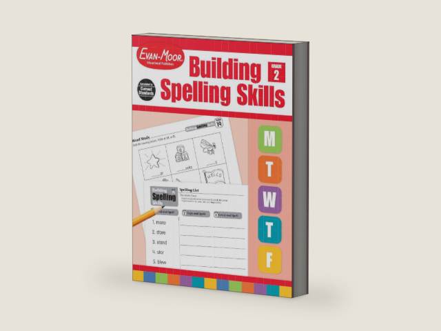 Evan-Moor Building Spelling Skills, Grade 2 - Homeschooling & Classroom Resource Workbook, Reproducible Worksheets, Teaching Edition, Spelling Strategies, Reading and Writing Skills by Evan-Moor Educational Publishers | barcode:9781557998408 | source:'9781557998408-right-three-quarter.jpg