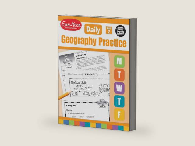 Evan-Moor Daily Geography Practice, Grade 2, Homeschooling and Classroom Resource Workbook, Reproducible Worksheets, Teaching Edition, USA, World, Continents, Oceans, Countries by Evan-Moor Educational Publishers | barcode:9781557999719 | source:'9781557999719-right-three-quarter.jpg