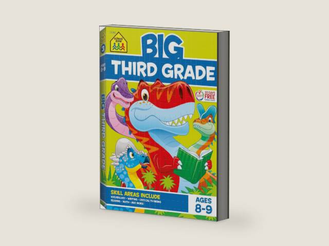 School Zone Big Third Grade Workbook: 320 Pages, 3rd Grade, Reading, Writing, Math, Science, History, Social Science, Critical Thinking, Ages 8-9 by School Zone | barcode:9781589479265 | source:'9781589479265-right-three-quarter.jpg