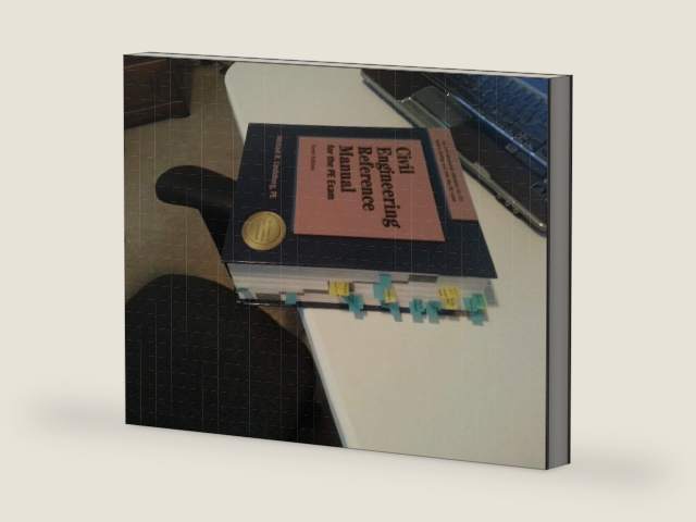 Civil Engineering Reference Manual for the PE Exam, 10th Edition by Michael R. Lindeburg | barcode:9781591260431 | source:'9781591260431-right-three-quarter.jpg