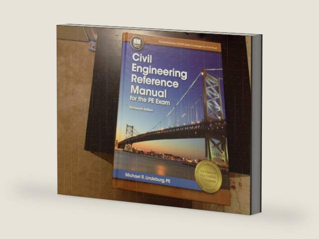 Civil Engineering Reference Manual for the PE Exam by Michael R. Lindeburg | barcode:9781591263807 | source:'9781591263807-right-three-quarter.jpg