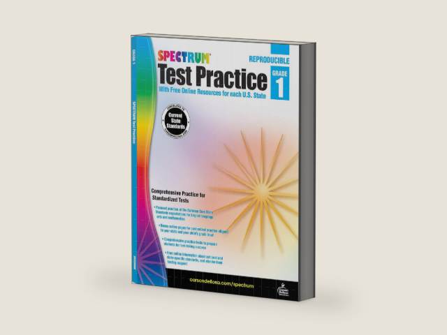Spectrum Grade 1 Test Practice Workbooks, Ages 6 to 7, 1st Grade Test Practice Workbook, Math, Language Arts, Reading Comprehension, Vocabulary, and Writing, Standardized Test Practice - 160 Pages by Spectrum | barcode:9781620575932 | source:'9781620575932-right-three-quarter.jpg
