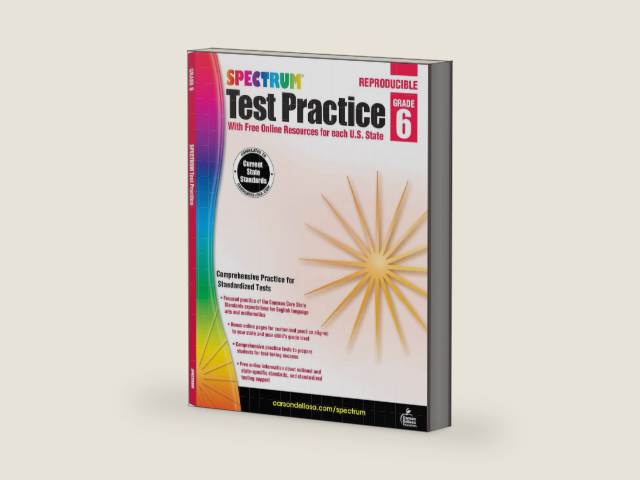 Spectrum Grade 6 Test Practice Workbooks, Ages 10 to 11, Math, Language Arts, and Reading Comprehension 6th Grade Test Practice, Reproducible Book, Vocabulary, Writing, and Math Practice - 160 Pages by Spectrum | barcode:9781620575987 | source:'9781620575987-right-three-quarter.jpg