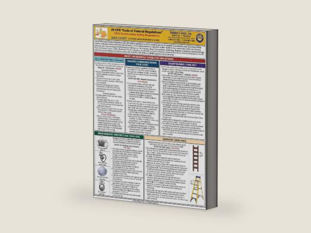 29 CFR "Code of Federal Regulations" Quick-Card by Builders Book | barcode:9781622702725 | source:'9781622702725-right-three-quarter.jpg