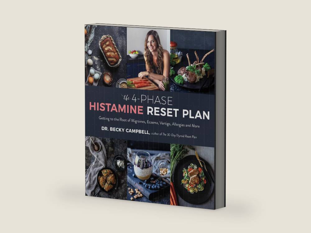 The 4-Phase Histamine Reset Plan: Getting to the Root of Migraines, Eczema, Vertigo, Allergies and More by Dr. Becky Campbell | barcode:9781624148460 | source:'9781624148460-right-three-quarter.jpg