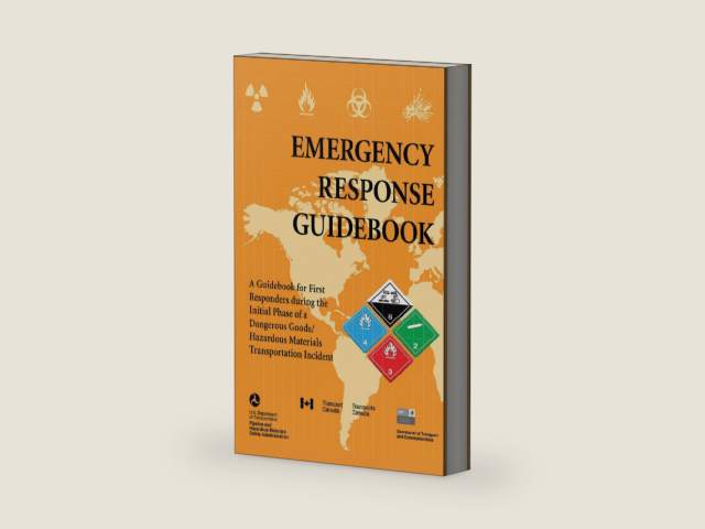 Emergency Response Guidebook: A Guidebook for First Responders during the Initial Phase of a Dangerous Goods/Hazardous Materials Transportation Incident by U.S. Department of Transportation | barcode:9781626363762 | source:'9781626363762-right-three-quarter.jpg