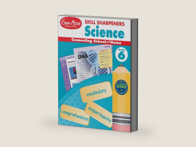 Evan-Moor Skill Sharpeners Science Workbook, Grade 6, Physical, Life, and Earth Science, Activities, Chromosomes and DNA, Genetics, Energy, Weather Causes, Plate Tectonics, Climate Change, Homeschool by Evan-Moor Educational Publishers | barcode:9781629381589 | source:'9781629381589-right-three-quarter.jpg