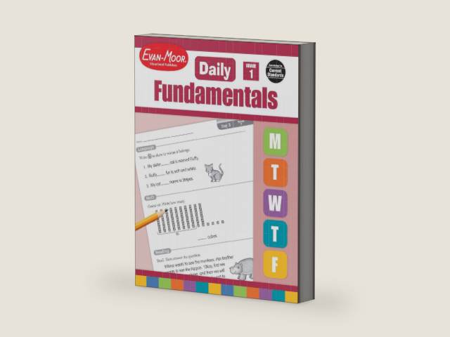 Evan-Moor Daily Fundamentals, Grade 1 by Evan-Moor Educational Publishers | barcode:9781629383552 | source:'9781629383552-right-three-quarter.jpg