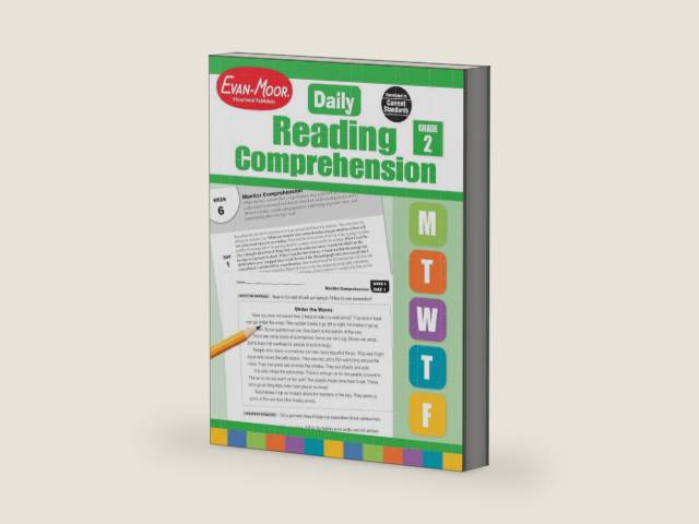 Evan-Moor Daily Reading Comprehension, Grade 2 - Homeschooling & Classroom Resource Workbook, Reproducible Worksheets, Teaching Edition, Fiction and Nonfiction, Lesson Plans, Test Prep by Evan-Moor | barcode:9781629384757 | source:'9781629384757-right-three-quarter.jpg