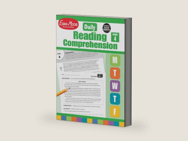 Evan-Moor Daily Reading Comprehension, Grade 4 - Homeschooling & Classroom Resource Workbook, Reproducible Worksheets, Teaching Edition, Fiction and Nonfiction, Lesson Plans, Test Prep by Evan-Moor Educational Publishers | barcode:9781629384771 | source:'9781629384771-right-three-quarter.jpg