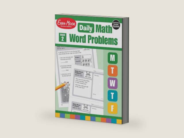 Evan-Moor Daily Word Problems, Grade 2, Homeschooling & Classroom Resource Workbook, Problem-Solving Real Life Math Skills, Reproducible Worksheet ... Shapes, Patterns (Daily Word Problems Math) by Evan-Moor Educational Publishers | barcode:9781629388564 | source:'9781629388564-right-three-quarter.jpg