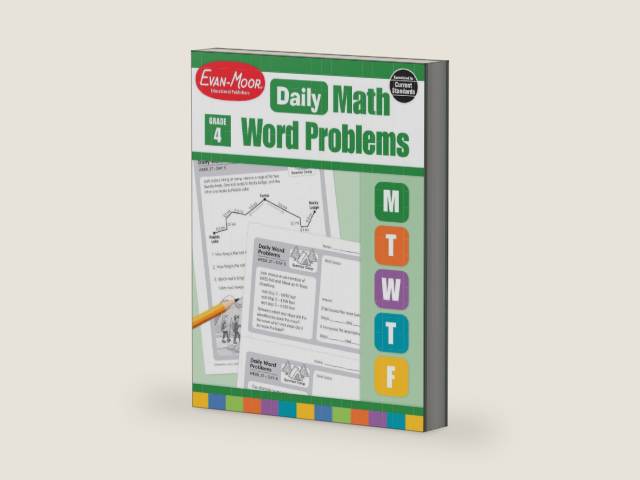 Evan-Moor Daily Word Problems, Grade 4, Homeschooling & Classroom Resource Workbook, Problem-Solving Real Life Math Skills, Reproducible Worksheet ... Graphs, Charts (Daily Word Problems Math) by Evan-Moor | barcode:9781629388588 | source:'9781629388588-right-three-quarter.jpg