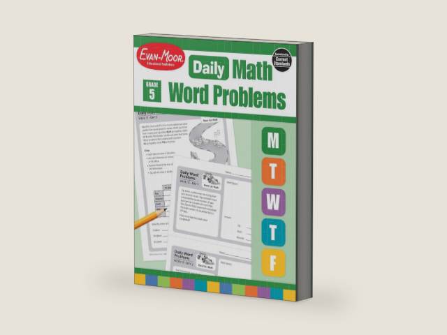 Evan-Moor Daily Word Problems, Grade 5, Homeschooling & Classroom Resource Workbook, Problem-Solving Real Life Math Skills, Reproducible Worksheet ... Fractions (Daily Word Problems Math) by Evan-Moor Educational Publishers | barcode:9781629388595 | source:'9781629388595-right-three-quarter.jpg