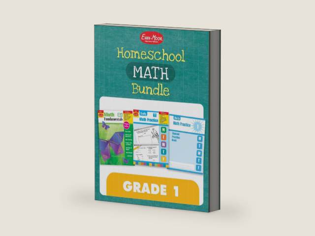 Evan-Moor Homeschool Math Bundle, Grade 1 by Evan-Moor Educational Publishers | barcode:9781629389080 | source:'9781629389080-right-three-quarter.jpg