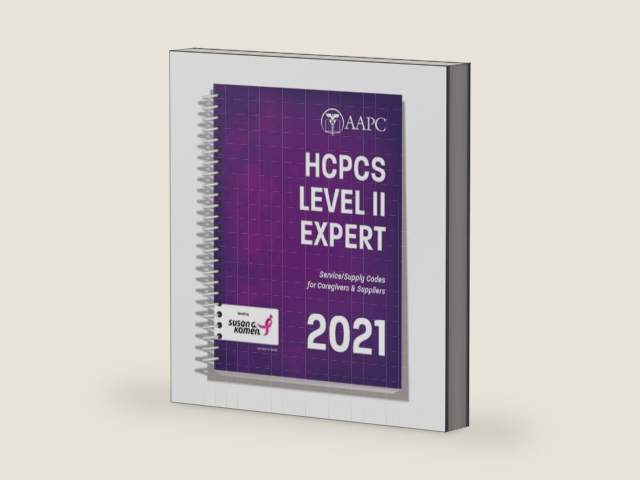 2021 HCPCS Level II Expert: Service/Supply Codes for Caregivers & Suppliers by aapc | barcode:9781635277364 | source:'9781635277364-right-three-quarter.jpg