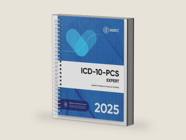 ICD-10-PCS Complete Code Set 2025 by AAPC | barcode:9781635277456 | source:'9781635277456-right-three-quarter.jpg