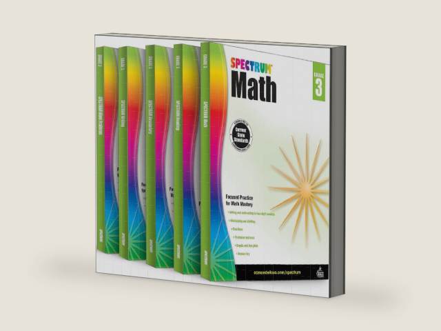 The Grade 3 Series. Spectrum Math Workbook- Volume 4, Spectrum Reading Workbook- Volume 22, Spectrum Vocabulary- Volume 86 , Spectrum Writing- Volume 37, Word Problems- Volume 76 by Spectrum by Spectrum | barcode:9781637994191 | source:'9781637994191-right-three-quarter.jpg