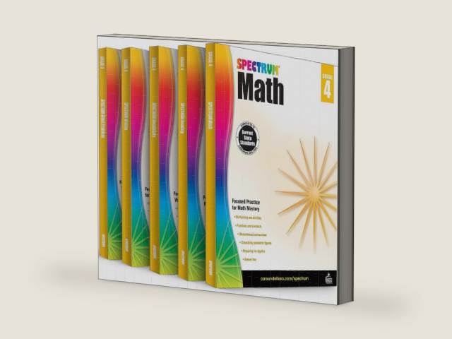 The Grade 4 Series. Spectrum Math Workbook- Volume 5, Spectrum Reading Workbook- Volume 23, Spectrum Vocabulary- Volume 87, Spectrum Writing- Volume 38, Word Problems- Volume 77 by Spectrum by Spectrum | barcode:9781637994207 | source:'9781637994207-right-three-quarter.jpg