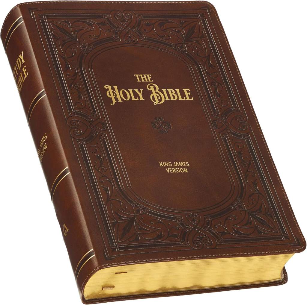 KJV Study Bible, Large Print King James Version Holy Bible, Thumb Tabs, Ribbons, Faux Leather Toffee Brown Framed Art Nouveau Debossed (KJV Study Editions LP) by Christian Art Publishers | barcode:9781639522224 | source:'9781639522224.jpg