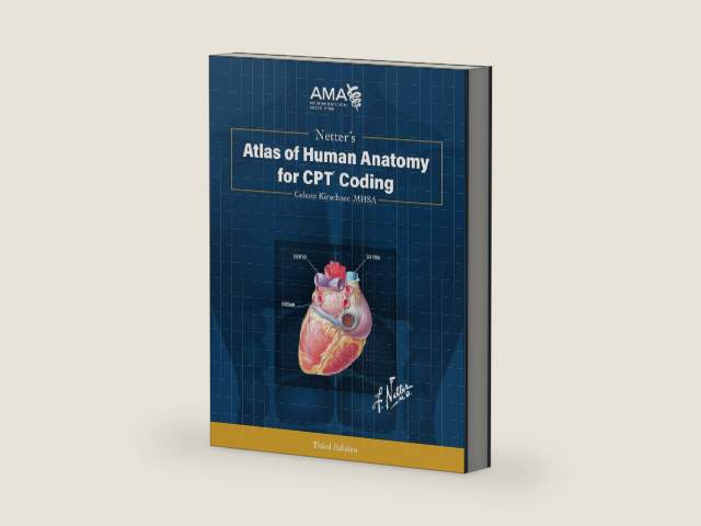 Netter's Atlas of Human Anatomy for CPT Coding, third edition by Celeste G. Kirschner | barcode:9781640160361 | source:'9781640160361-right-three-quarter.jpg