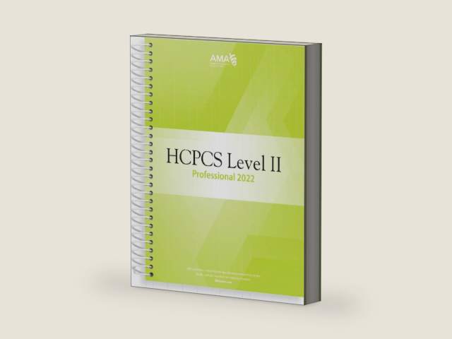 HCPCS Level II Professional Edition 2022 (HCPCS Level II (American Medical Assn)) by American Medical Association | barcode:9781640161610 | source:'9781640161610-right-three-quarter.jpg