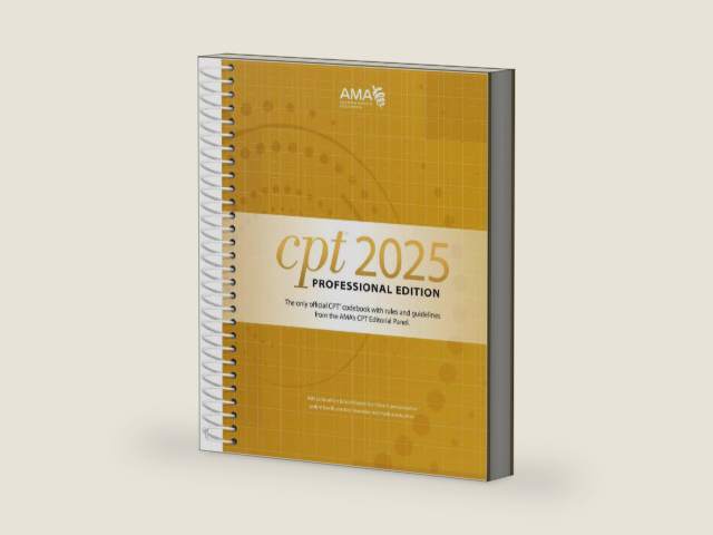 CPT 2025 by American Medical Association | barcode:9781640163041 | source:'9781640163041-right-three-quarter.jpg