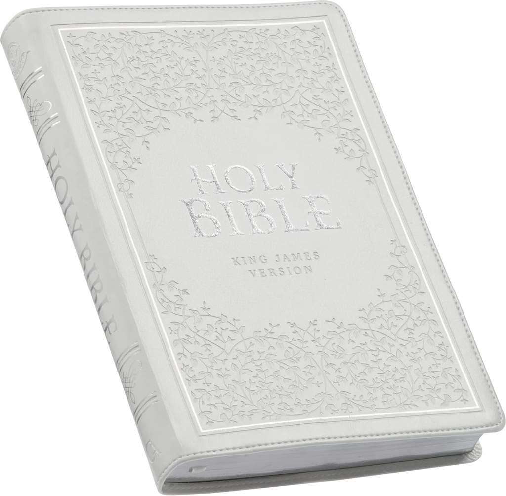 KJV Holy Bible, Thinline Large Print Faux Leather Red Letter Edition Thumb Index & Ribbon Marker, King James Version, White (KJV Thinline LP Editions) by Christian Art Publishers | barcode:9781642724677 | source:'9781642724677.jpg