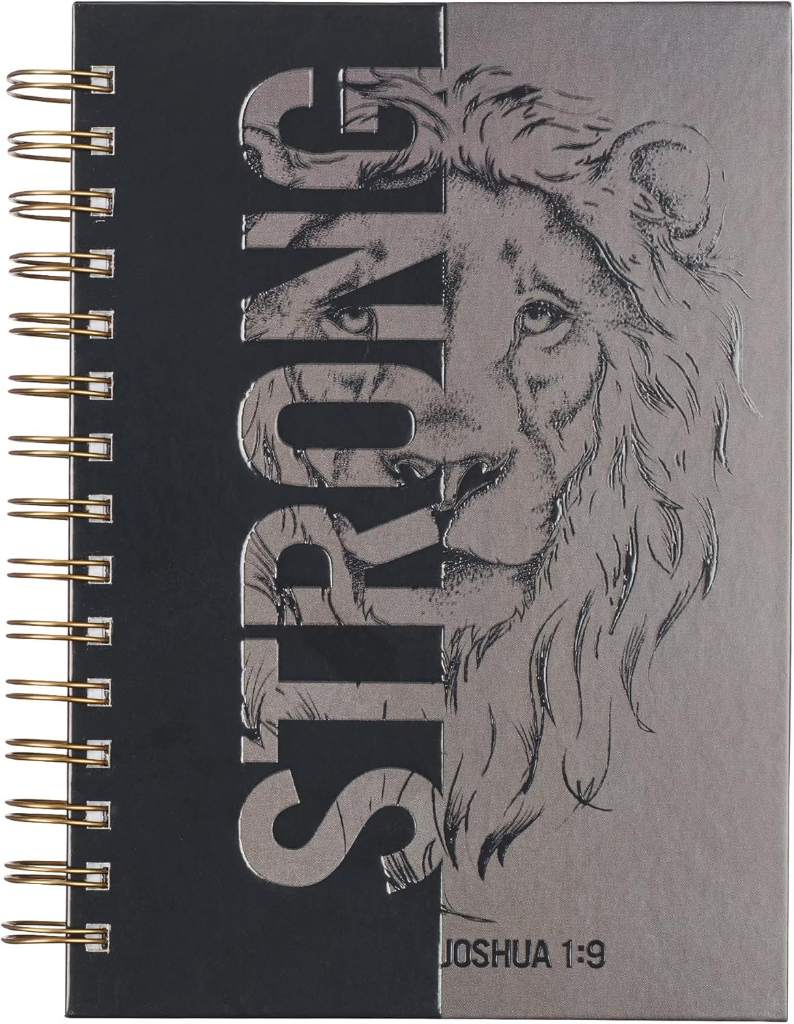 Christian Art Gifts Spiral Journal: Strong - Joshua 1:9 | Men Gifts, Hardcover Notebook, Wide Ruled Notebook, Christian Journal, 192 Lined Pages, Lion, Black/Gray (8.4” x 6.4” x 1”) by Christian Art Gifts | barcode:9781642727227 | source:'9781642727227.jpg