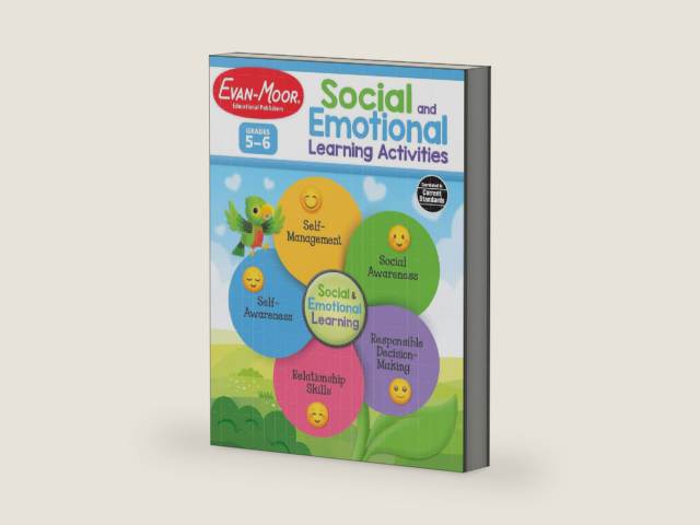 Evan-Moor Social and Emotional Learning Activities, Grades 5-6, Homeschool and Classroom Resource, Reproducible Worksheets, Workbook, Self-Awareness, Relationships, Mindfulness, Kindness, SEL by Evan-Moor Educational Publishers | barcode:9781645141693 | source:'9781645141693-right-three-quarter.jpg
