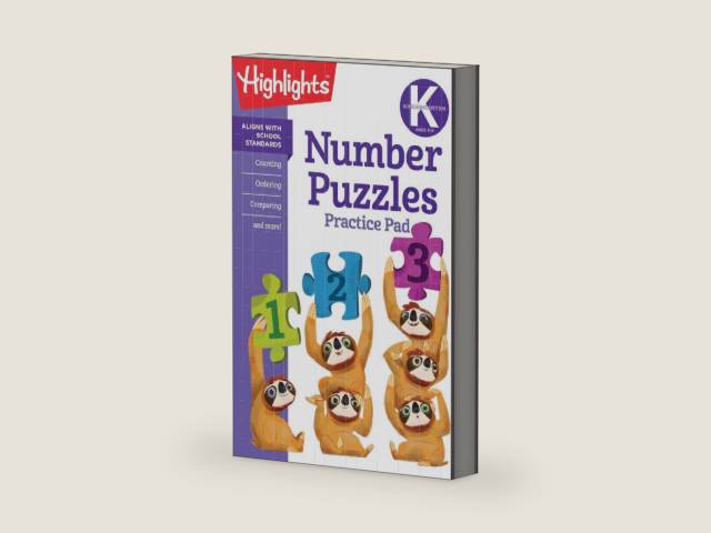 Kindergarten Number Puzzles (Highlights Learn on the Go Practice Pads) by Highlights Learning | barcode:9781684376599 | source:'9781684376599-right-three-quarter.jpg