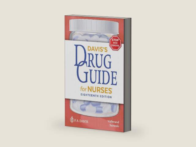 Davis's Drug Guide for Nurses by April Hazard Vallerand PhD RN FAAN | barcode:9781719646406 | source:'9781719646406-right-three-quarter.jpg