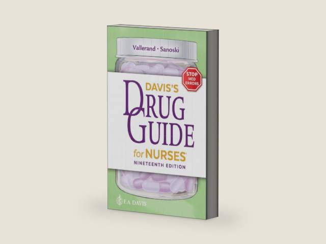 Davis's Drug Guide for Nurses by April Hazard Vallerand | barcode:9781719650038 | source:'9781719650038-right-three-quarter.jpg