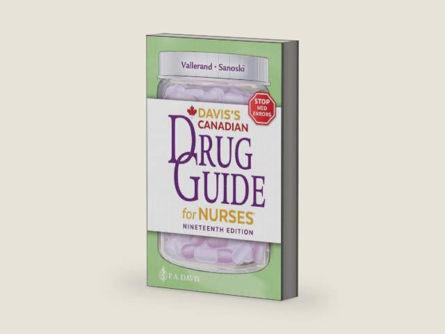 Davis's Canadian Drug Guide for Nurses by April Hazard Vallerand | barcode:9781719650052 | source:'9781719650052-right-three-quarter.jpg