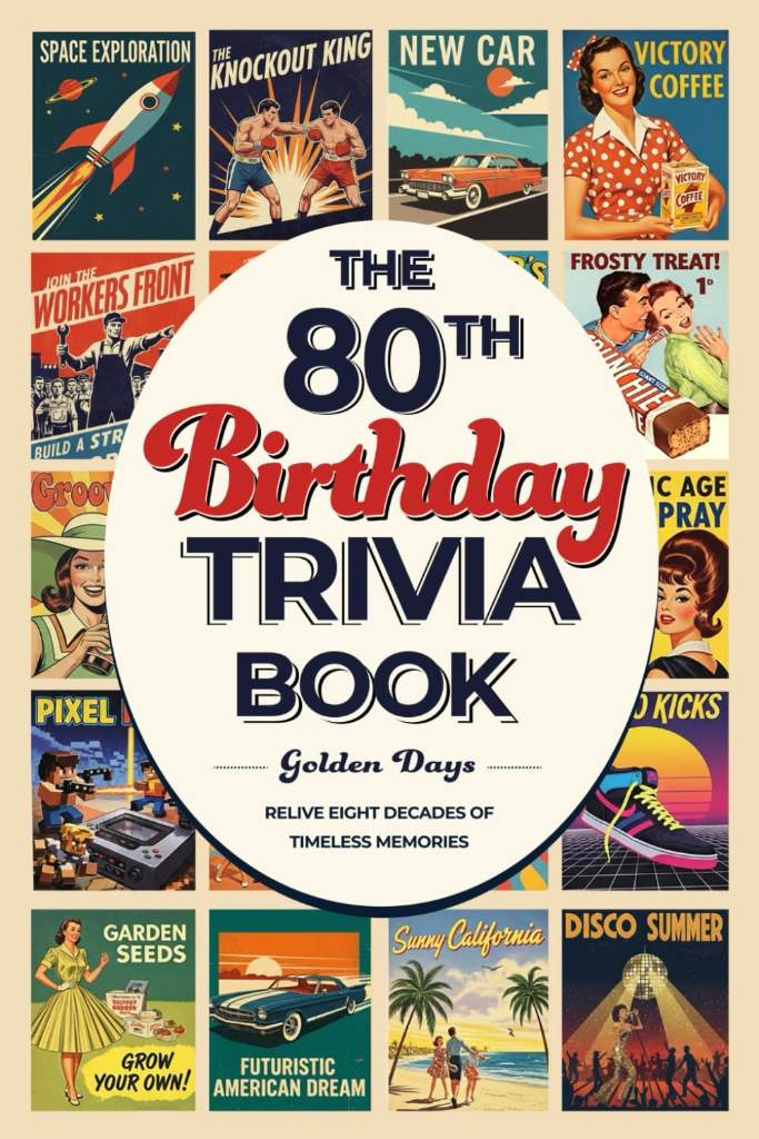 The 80th Birthday Trivia Book: 300 Fun Large-Print Trivia Questions and Journaling Prompts: A Perfect Gift for Seniors to Spark Laughter and Keep Minds Sharp by Golden Days | barcode:9781764266406 | source:'9781764266406.jpg