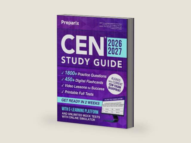 CEN® Study Guide: Your Emergency Nursing Certification Companion with Real Case Scenarios, Smart Study Methods, Digital Exam Simulations, and Mindset Strategies by Preparix | barcode:9781787930827 | source:'9781787930827-right-three-quarter.jpg
