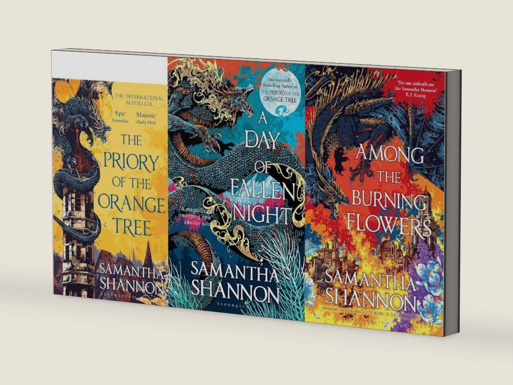 The Roots of Chaos Series 3 Book Collection Set: Priory of the Orange Tree, A Day of Fallen Night & Among the Burning Flowers | By Samantha Shannon by Samantha Shannon | barcode:9781806158133 | source:'9781806158133-right-three-quarter.jpg