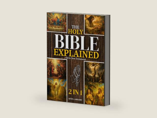 The Holy Bible Explained — Old & New Testament: A Life-Changing Journey With God | Easily Understand God’s Word, Apply His Eternal Truths Daily, And Transform Your Life In Just 10 Minutes A Day by Kevin J. Gregory | barcode:9781806470129 | source:'9781806470129-right-three-quarter.jpg