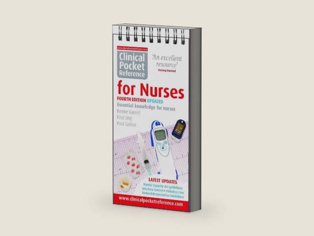 Clinical Pocket Reference for Nurses by Bernie Garrett | barcode:9781908725110 | source:'9781908725110-right-three-quarter.jpg