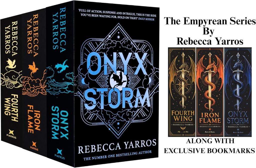 Empyrean Series 3-Book Collection Set by Rebecca Yarros (Fourth Wing, Iron Flame & Onyx Storm) with Bookmark by Rebecca Yarros | barcode:9781918299298 | source:'9781918299298.jpg