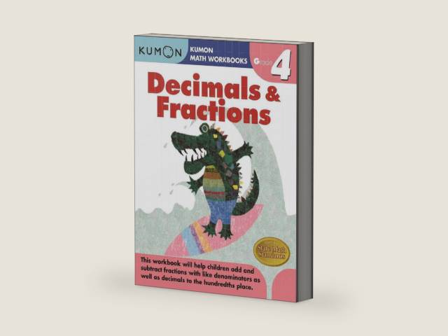 Kumon Grade 4 Decimals & Fractions (Kumon Math Workbooks) by Kumon Publishing | barcode:9781933241586 | source:'9781933241586-right-three-quarter.jpg