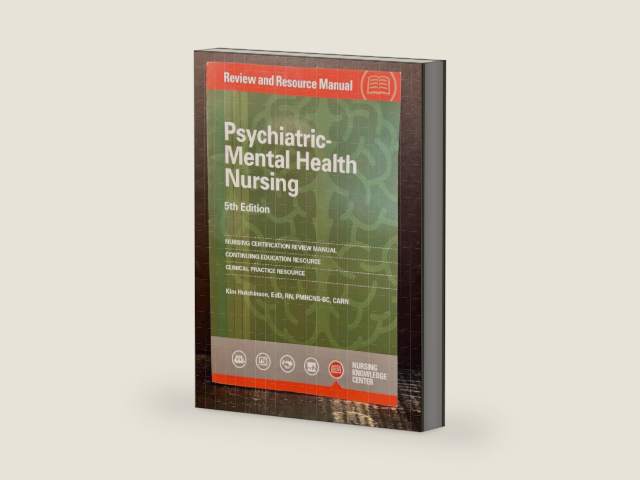 Psychiatric-Mental Health Nursing Review and Resource Manual, 5th Edition by Kim Hutchinson | barcode:9781935213642 | source:'9781935213642-right-three-quarter.jpg